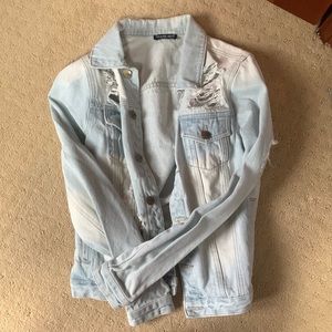 Fashion Nova Distressed Jean Jacket Light wash